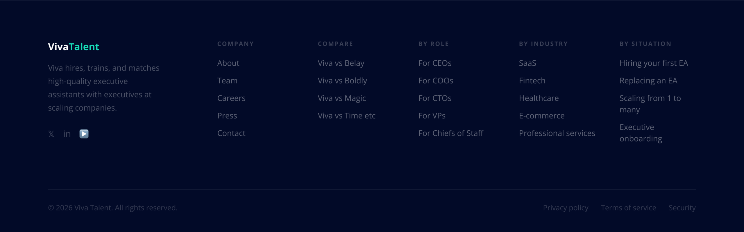 Viva Talent virtual executive assistant services footer banner
